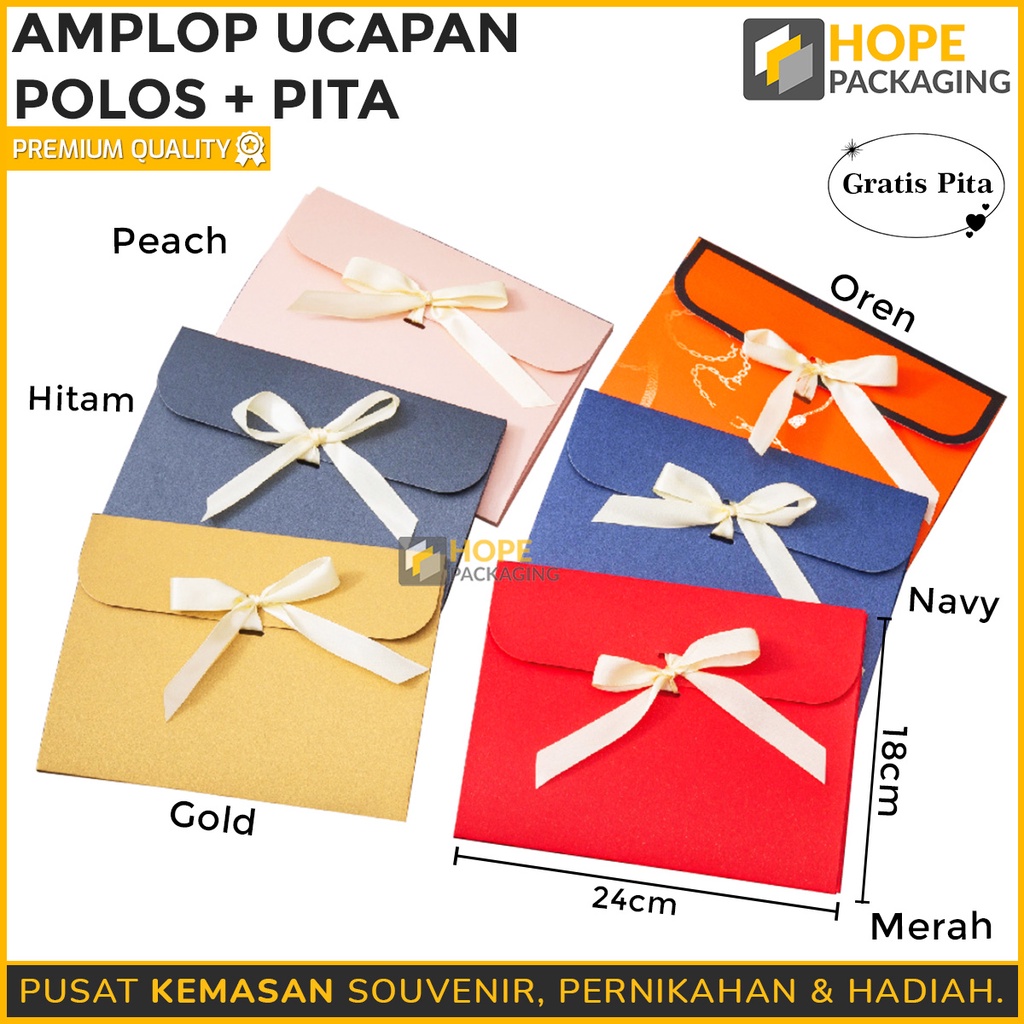 Jual Amplop Kartu Ucapan Polos Pita Souvenir Hangtag Kartu Ucapan