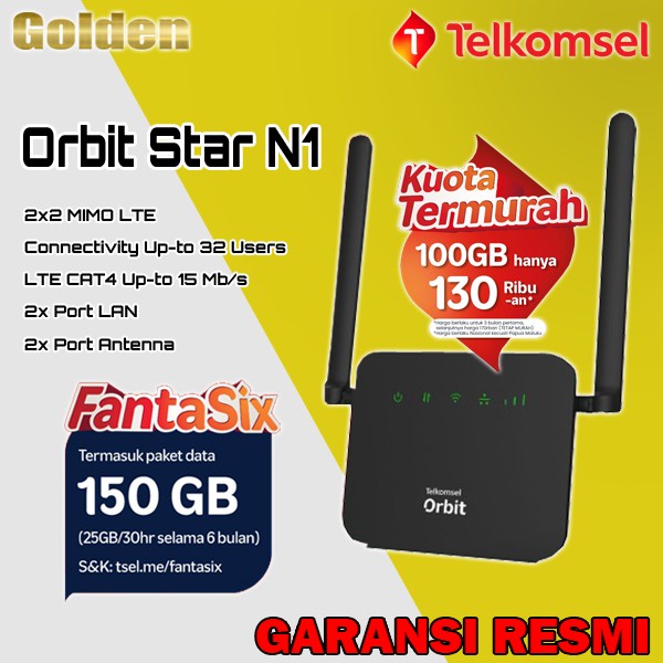 Jual Telkomsel Orbit Star N1 Bonus Data Kuota 150GB HKM0127 Modem Wifi