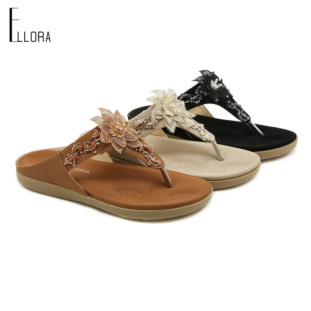 Jual Ellora Eb Sandal Wanita Jepit Flat Import Shopee Indonesia