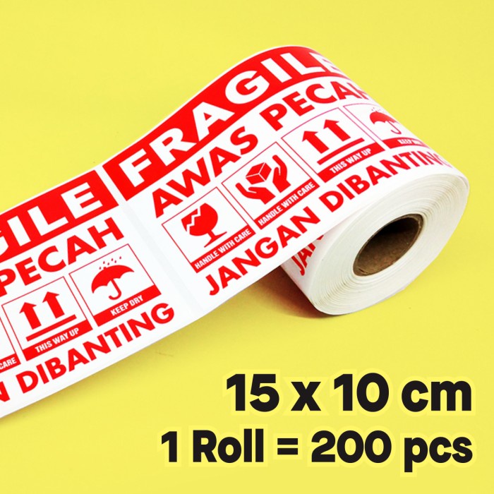 Jual Sticker Label Fragile Awas Pecah 15 X 10 Cm Stiker Jangan