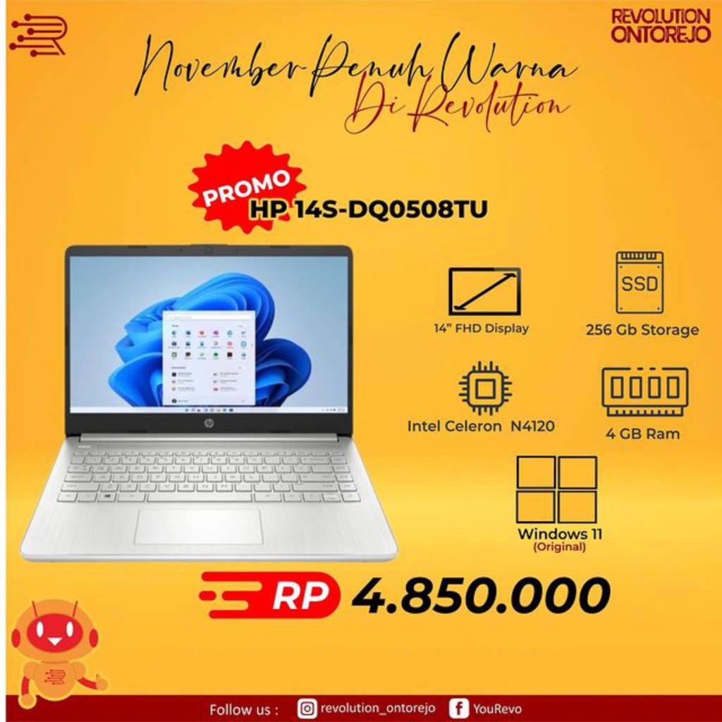 Jual LAPTOP HP 14S DQ0508TU 4GB SSD 256GB Shopee Indonesia