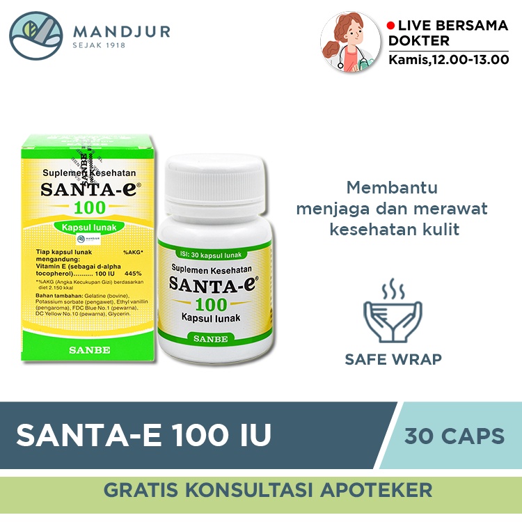 Jual Santa E Iu Kapsul Suplemen Vitamin E Dan Kesehatan Kulit