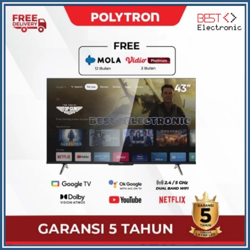 Jual Polytron K Uhd Smart Google Tv Inch Pld Ug Shopee