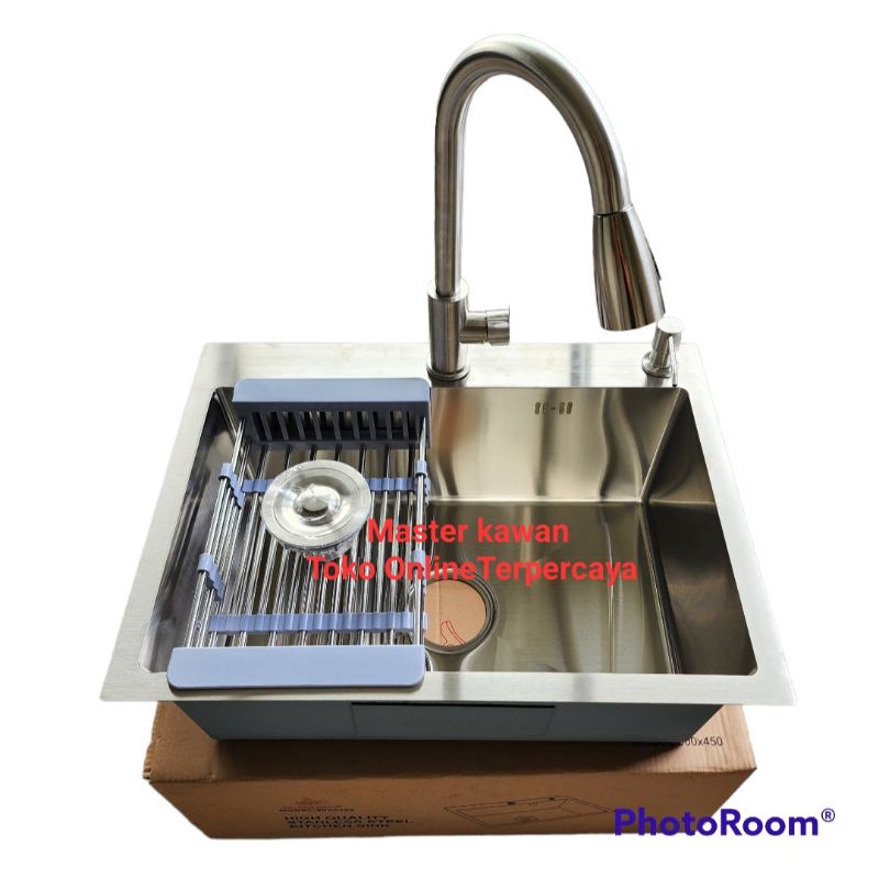 Jual Paket Lengkap Kitchen Sink Stainless 5040 TIRISAN TARIK Bak Cuci