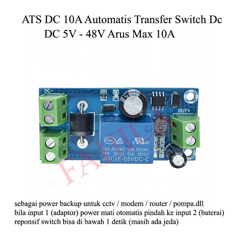 Jual ATS DC 10A Auto Transfer Switch DC 5V 48V ATS Modem Router