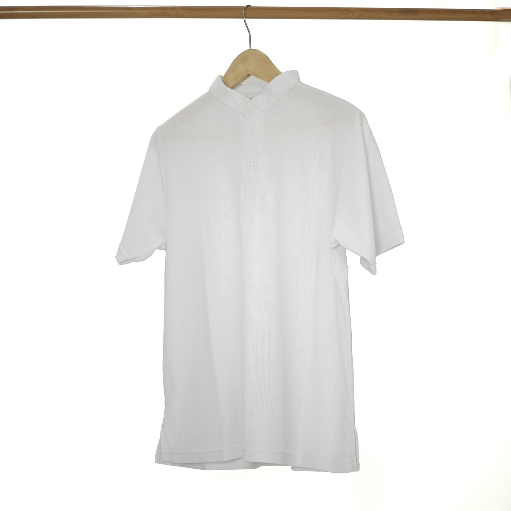 Jual Bajubaja Thin Collar Ivory White Kaos Kerah Putih Bahan Pique