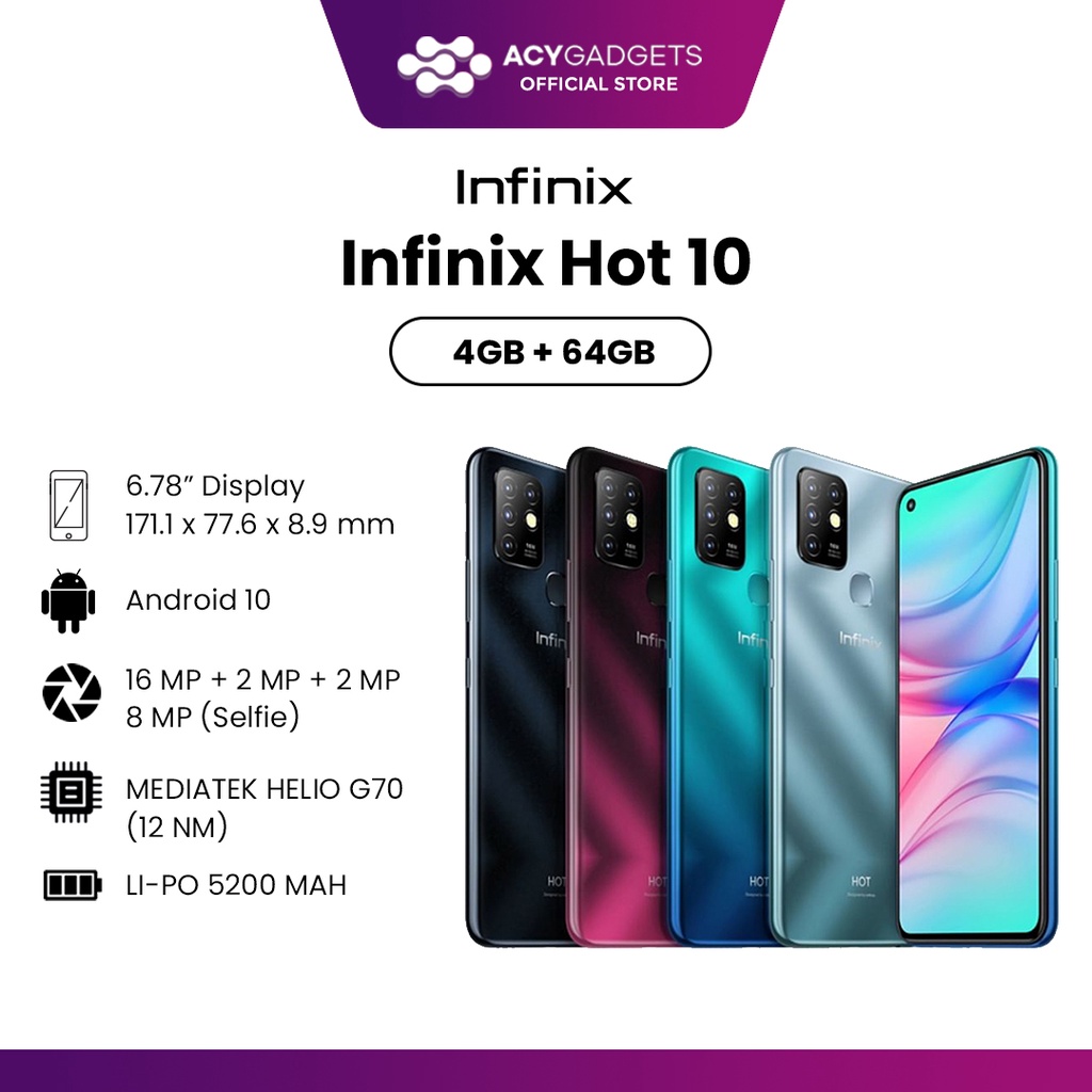 Jual INFINIX HOT 10 4 64GB GARANSI RESMI Shopee Indonesia