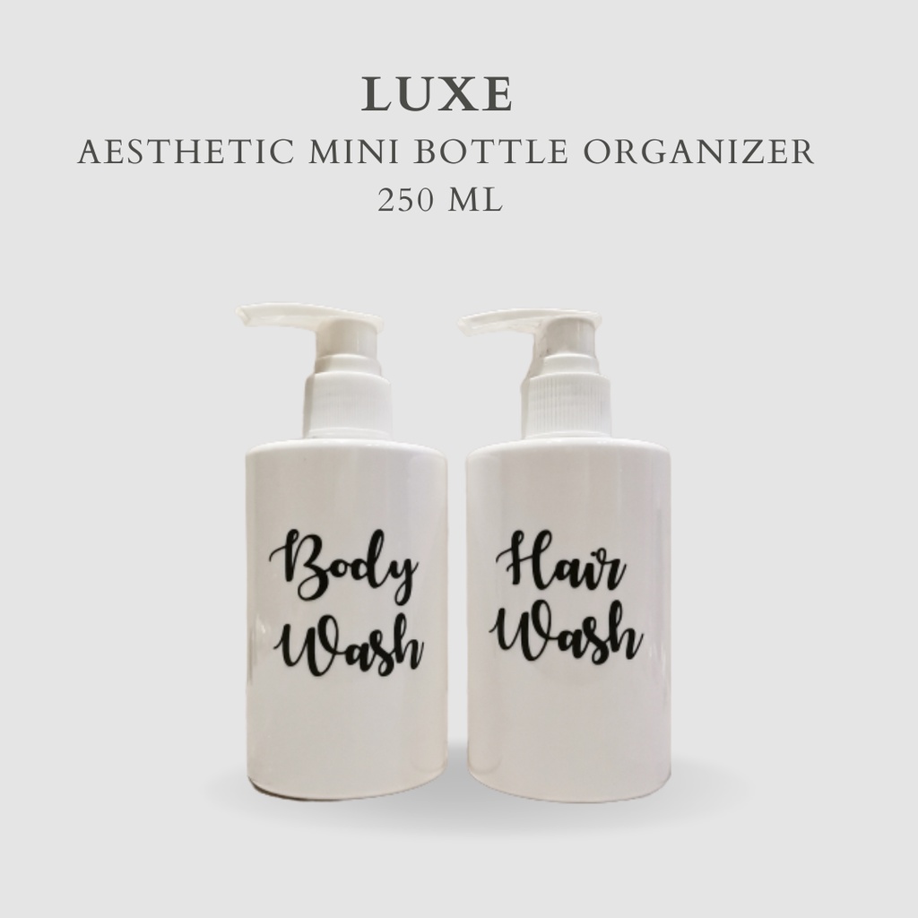 Jual PREMIUM LUXE Botol MINI PUTIH Label HITAM 250 Ml Aesthetic Bottle