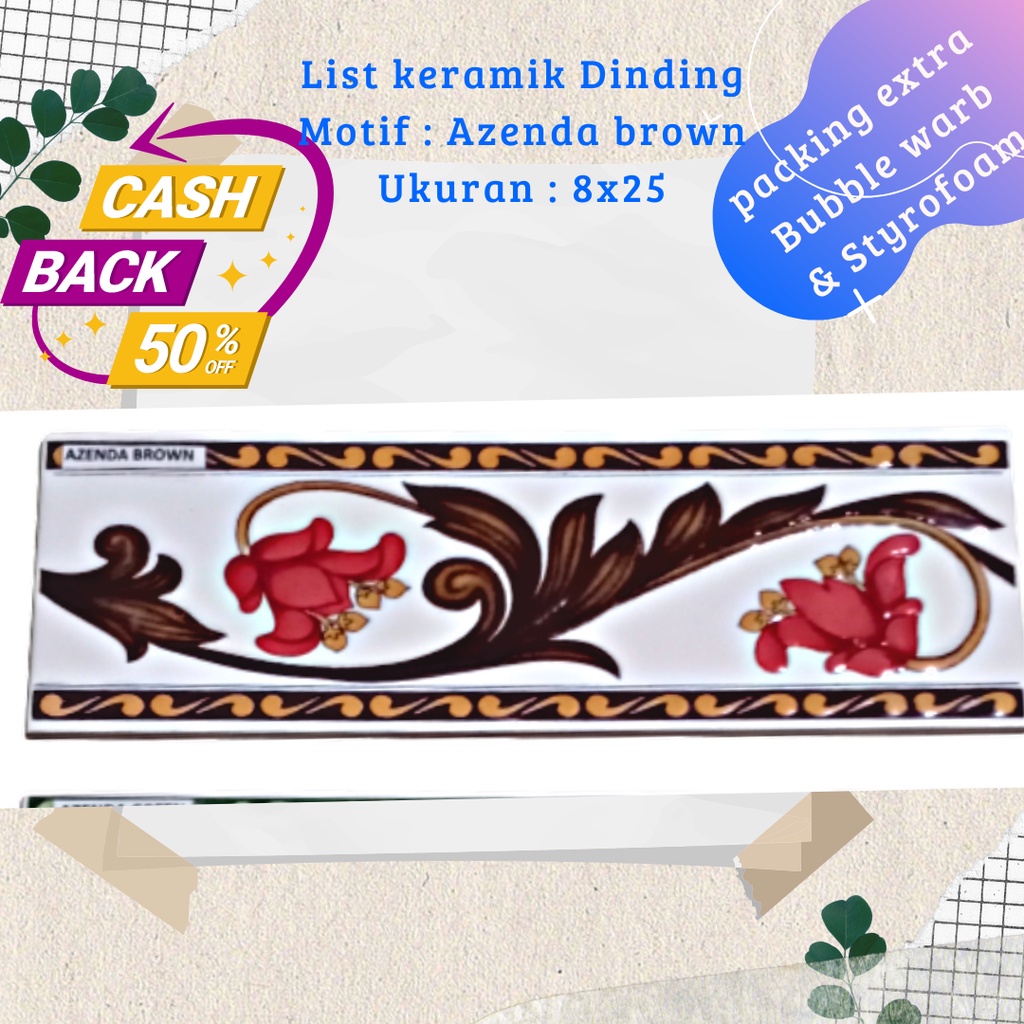 Jual List Keramik Dinding Ukuran 8x25 Motif Azenda Brown Shopee Indonesia