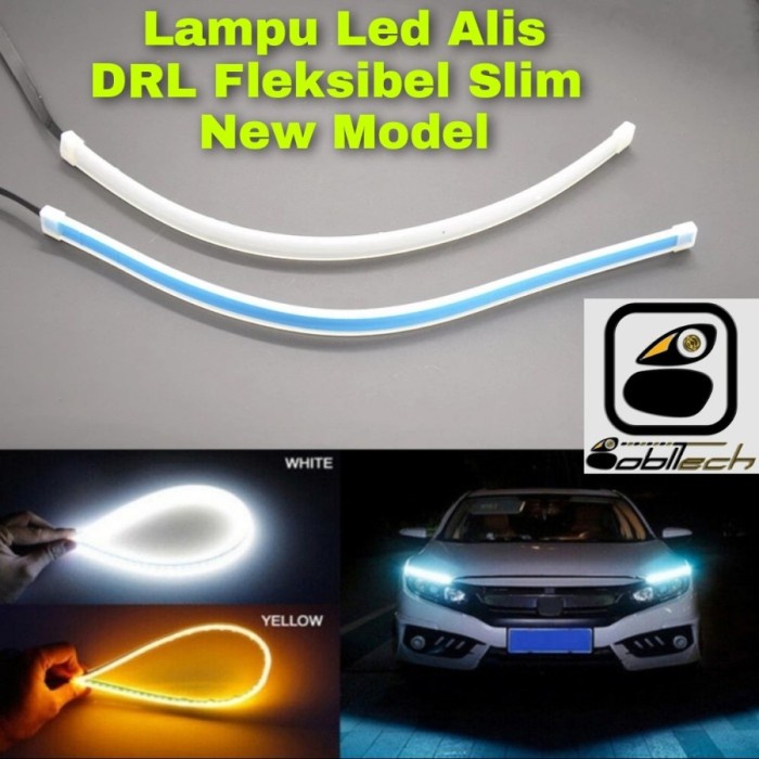 Jual Lampu Led Fleksibel DRL Alis 45cm Running Sein Dua Warna Shopee