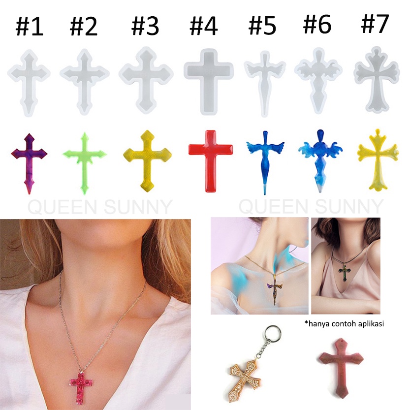 Jual Cetakan Resin Salib Cross Pendant Liontin Mold Silicone Silikon