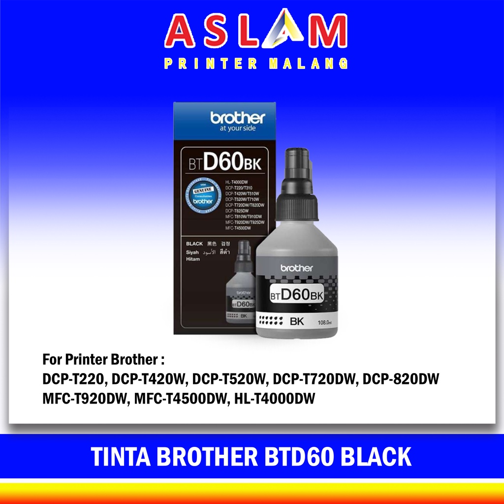 Jual Tinta Brother BT D60 D 60 Black Tinta Original Brother 100