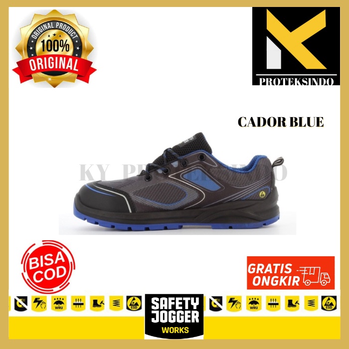 Jual SEPATU SAFETY JOGGER ORIGINAL CADOR BLUE BIRU SEPATU PRIA KERJA