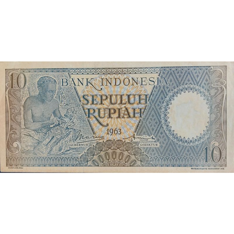 Jual Uang Kuno Series Pekerja 10 Rupiah Tahun 1963 Kondisi UNC AUNC