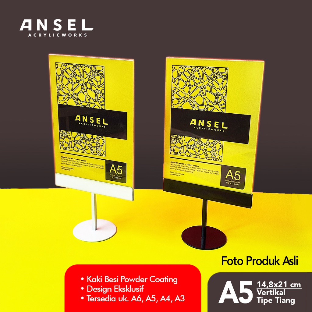 Jual ANSEL NORE Tent Card Akrilik Besi Tiang A5 Vertikal 14 8x21 Cm