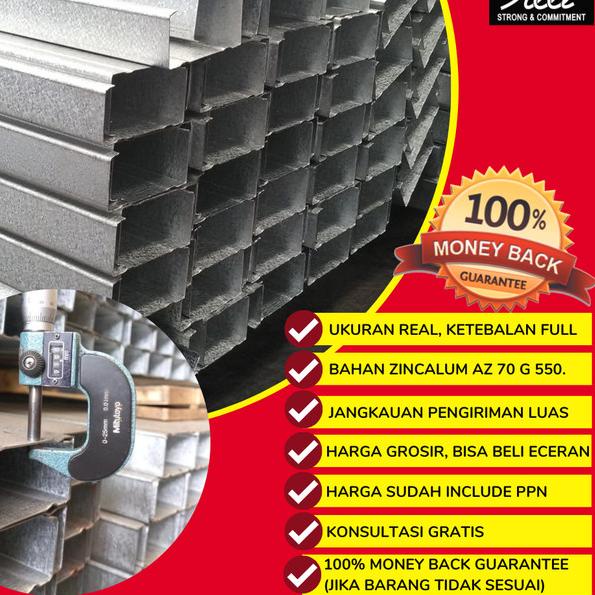 Jual Kaso Baja Ringan 0 75mm Canal C75 Full Tiang Kanopi Baja