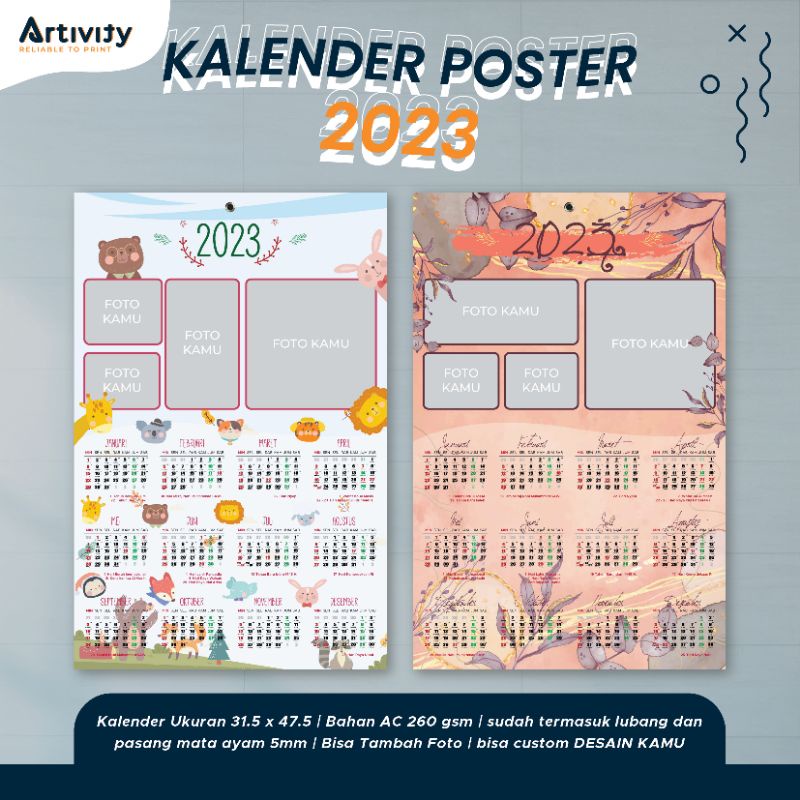 Jual Cetak CALENDAR CUTE KALENDER POSTER FOTO PHOTO DINDING 2024