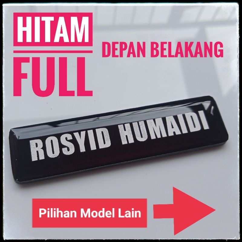 Jual NAME TAG HITAM FULL RESIN VIBERGLASS Peniti Magnet Name