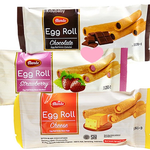 Jual MONDE EGG ROLL 35gr COKLAT STRAWBERRY CHEESE MAKANAN RINGAN