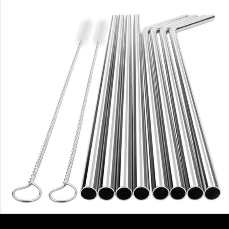 Jual Sikat Sedotan Stainless Steel Brush Straw Stain Less Bengkok Lurus