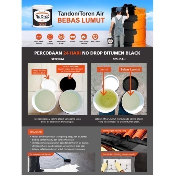 Jual No Drop Bitumen Black Kg Cat Tandon Tangki Penampungan Toren