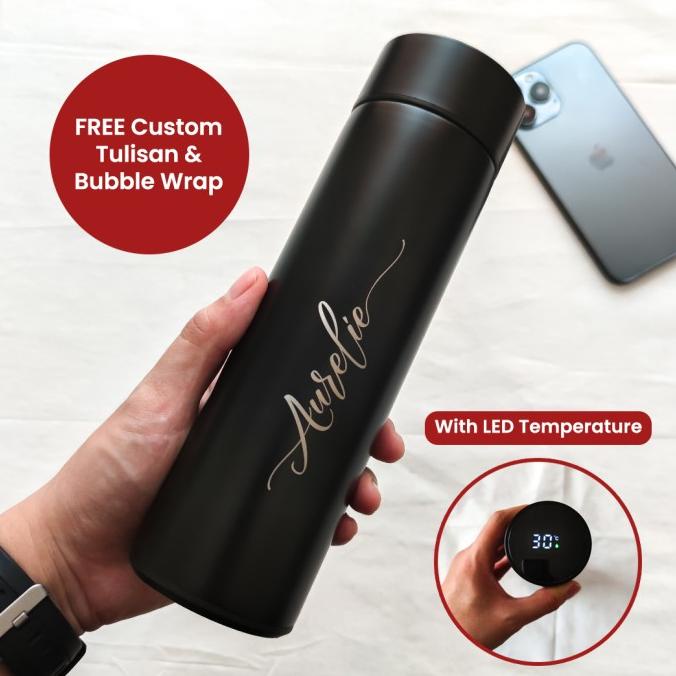 Jual Tumbler Led Botol Minum Custom Nama Kado Hadiah Wisuda Ulang Tahun