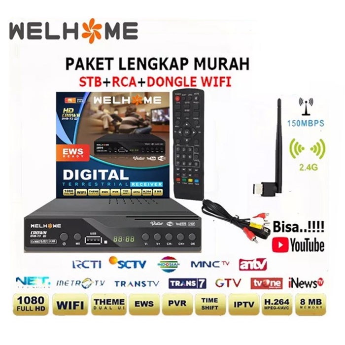 Jual Set Top Box Tv Digital SET BOX STB WELHOME HD CROWN DVB T2