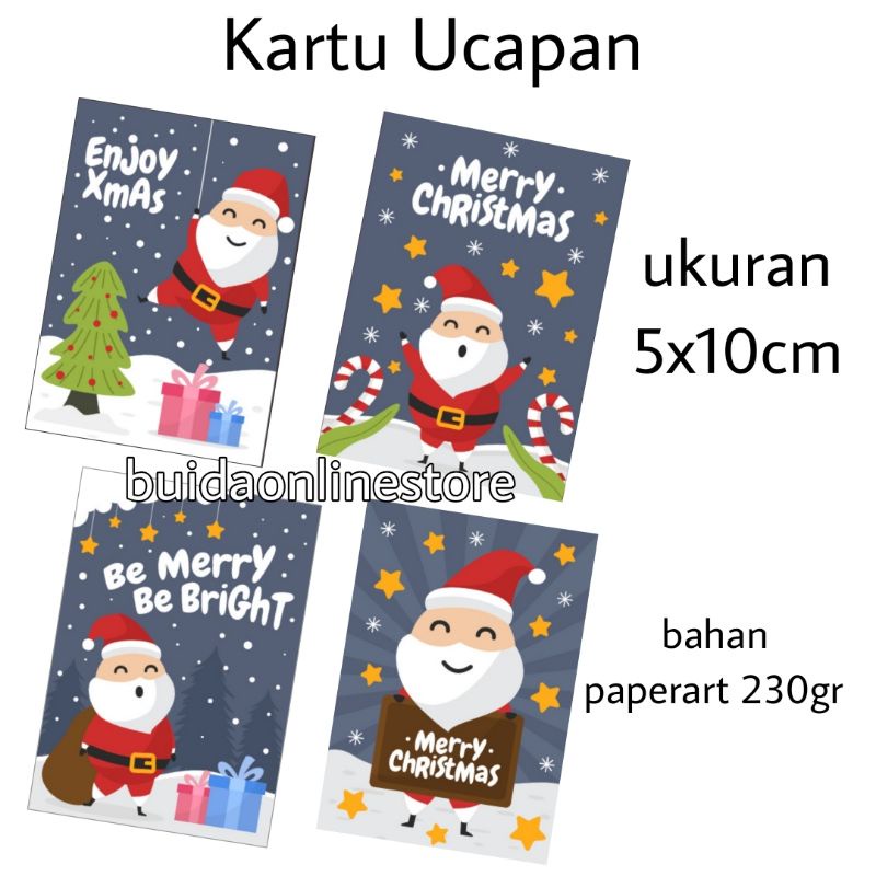 Jual Kartu Ucapan Stiker Hangtag Hari Natal Merry Christmas Motif