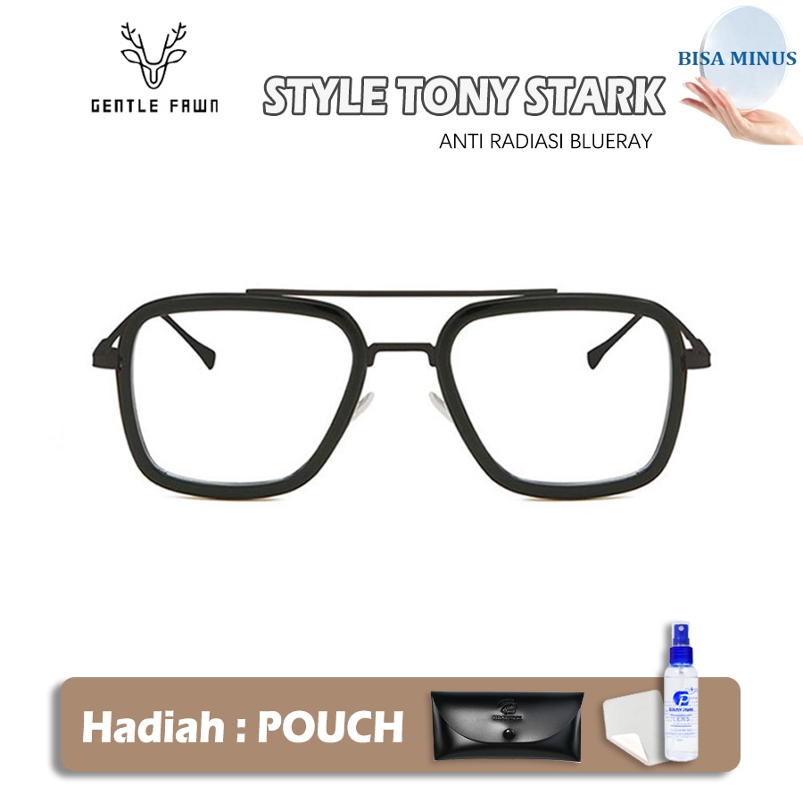 Jual GENTLE FAWN Kacamata Pria Kekininan Tony Stark Antiradiasi Blueray