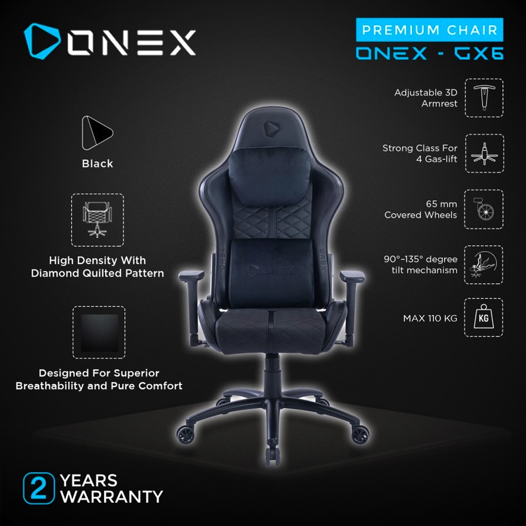 Jual Onex Gx Premium Quality Kursi Gaming Chair Black Shopee Indonesia