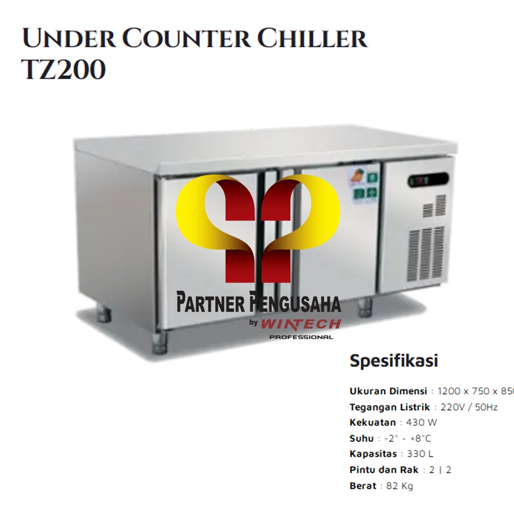 Jual CROWN TZ200 TZ 200 Undercounter Chiller 2 Pintu 2 Doors 120 Cm