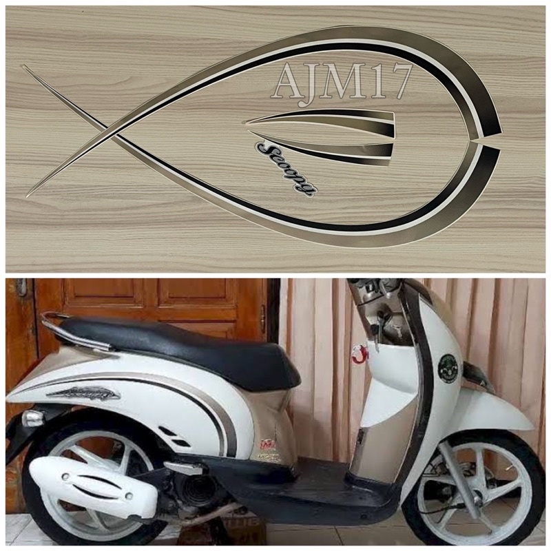 Jual STIKER STRIPING SCOOPY CARBU 2012 PUTIH LIS GOLD Shopee Indonesia