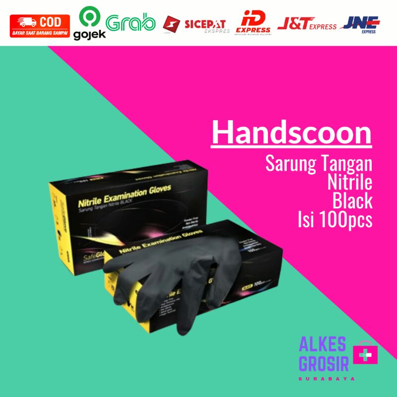 Jual Sarung Tangan Medis Handscon Nitrile Handscoon Black Non Latex