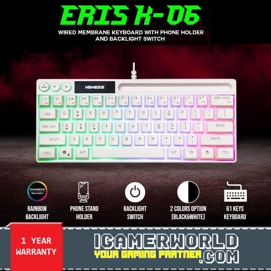 Jual NYK Nemesis ERIS K 06 Mini With Stand Holder RGB Gaming Keyboard