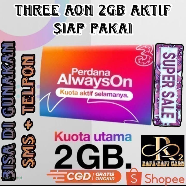 Jual Kartu Perdana Internet Three Aon Gb Siap Pakai Shopee Indonesia