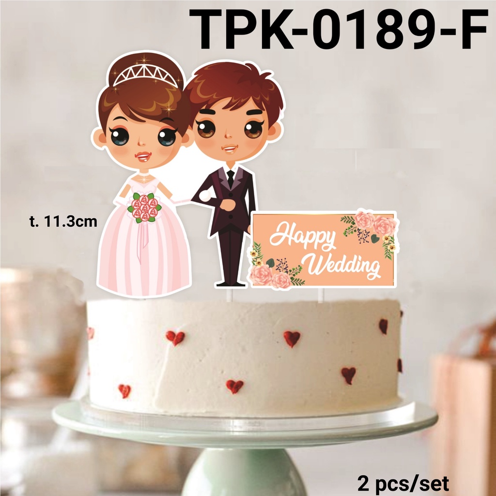 Jual Tpk Cake Topper Hiasan Kue Happy Wedding Pengantin Pernikahan