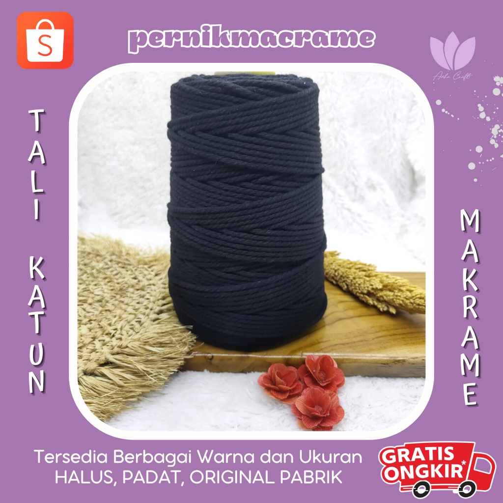 Jual Gr Tali Katun Macrame Mm Dan Mm Hitam Ply Murah