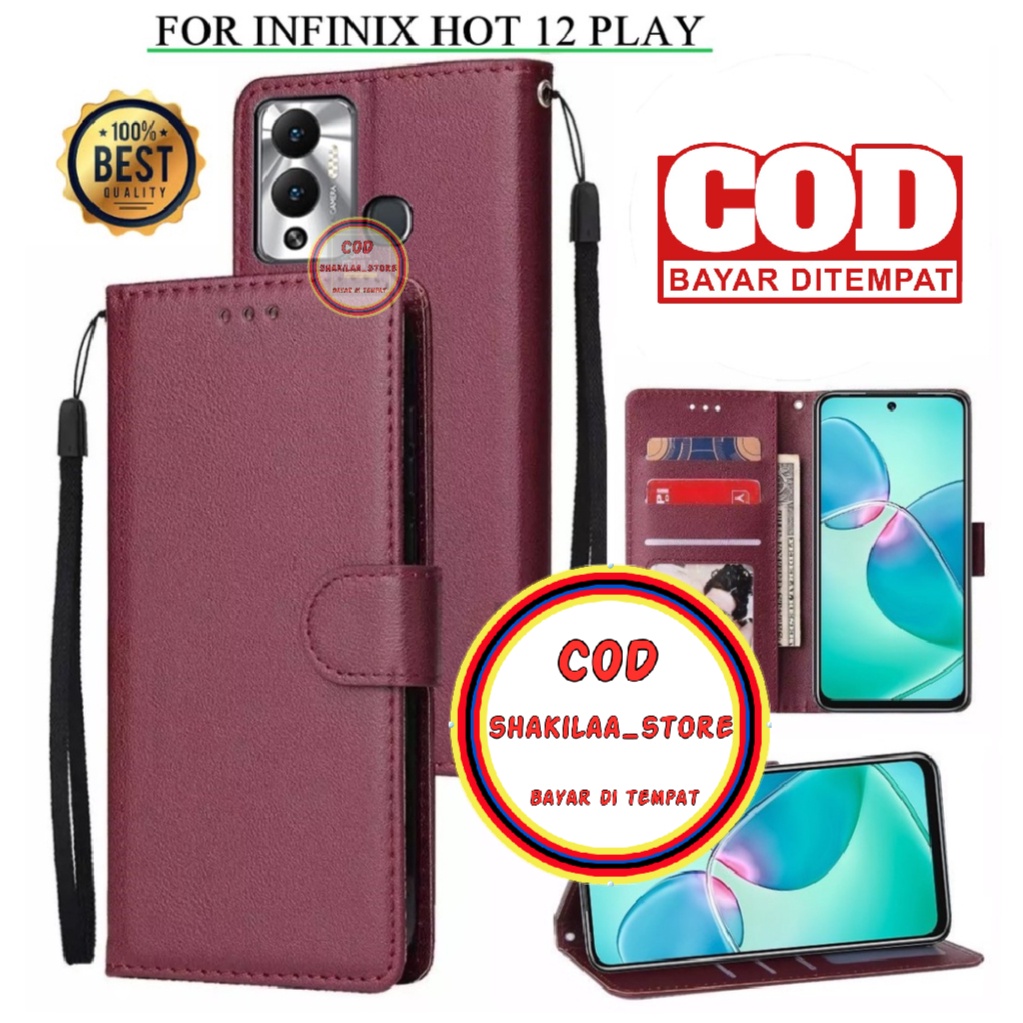 Jual Leather Flip Infinix Hot 12 Play 6 82 Inch Case Kulit Casing