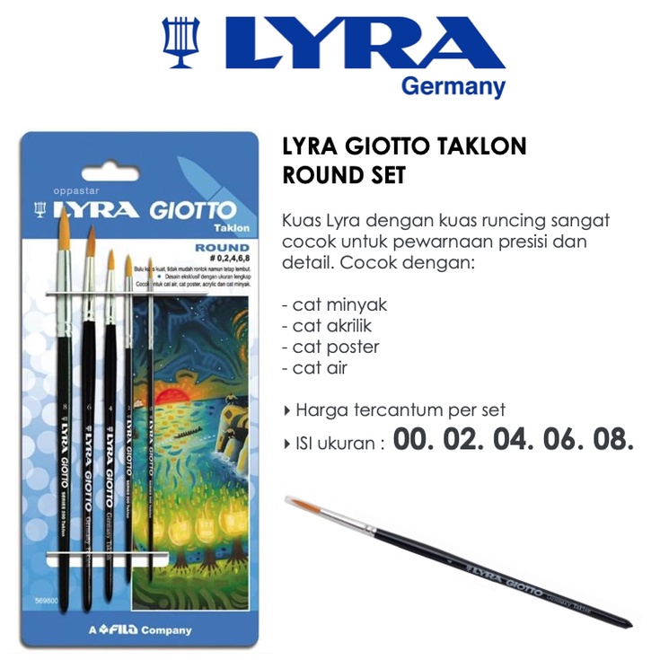 Jual Kuas Lukis Lyra Giotto Art Brush Round Set Isi Original Set