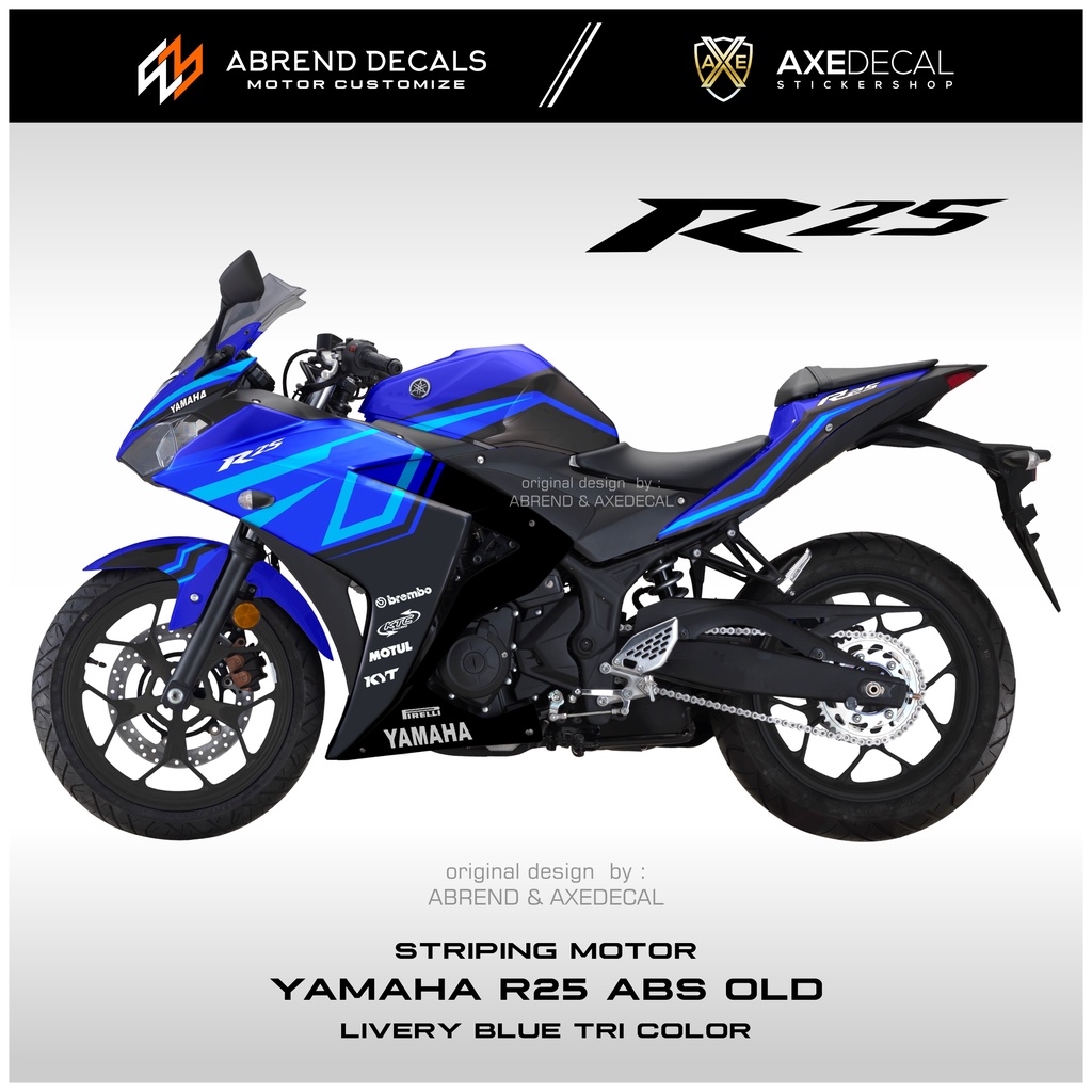 Jual STRIPING R25 LIVERY AJI FIRMANTO BLUE TRI COLOR STIKER MOTOR