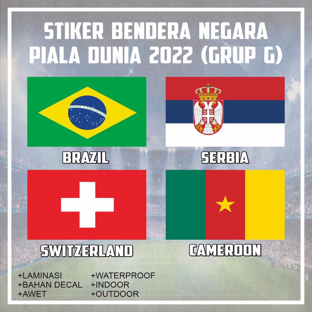 Jual Stiker Sticker Bendera Negara Brazil Cameroon Serbia Switzerland