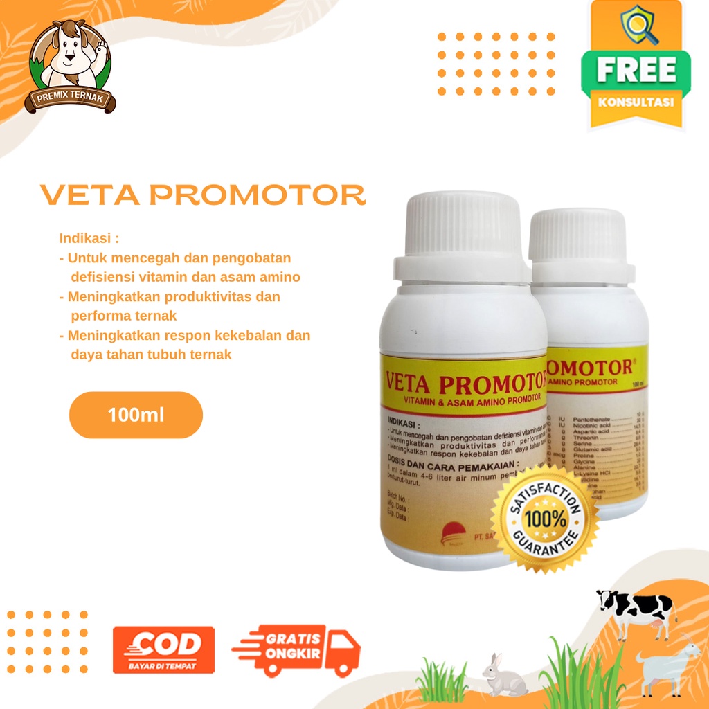 Jual VETA PROMOTOR 100ML Premix Cair Multivitamin Asam Amino Pemacu