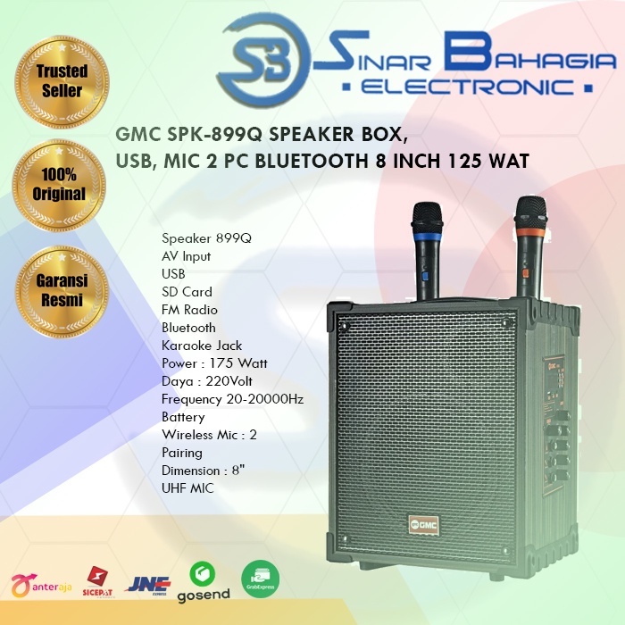 Jual GMC SPK 899Q SPEAKER BOX USB MIC 2 PC BLUETOOTH 8 INCH 125 WAT