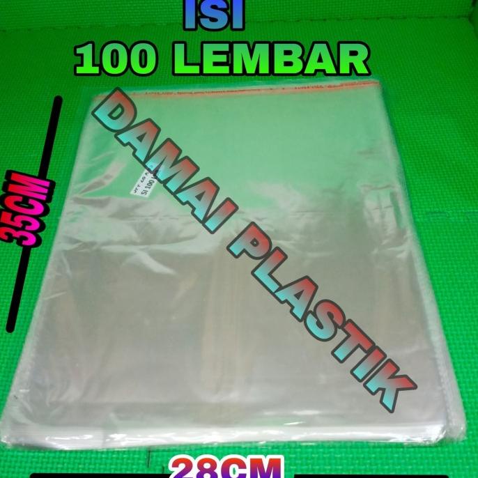 Jual PLASTIK OPP KEMASAN BAJU BENING PLASTIK SEAL LEM UkURAN 28 X 35 Cm