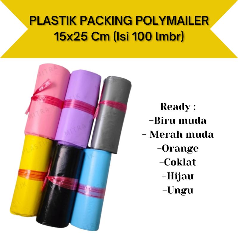 Jual PLASTIK PACKING POLYMAILER 15x25 Cm Isi 100 Lembar Shopee