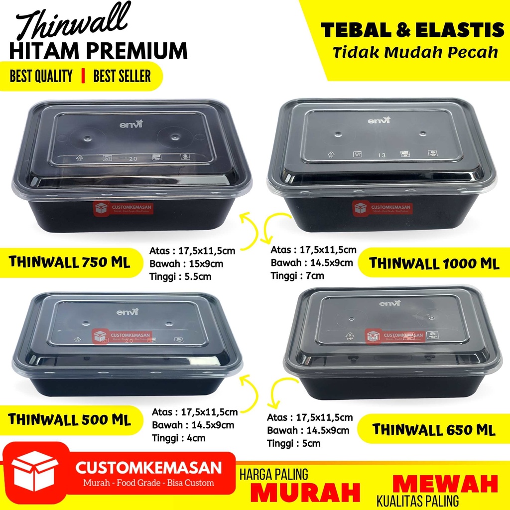 Jual Thinwall Hitam Premium Wadah Plastik Food Container Thinwall