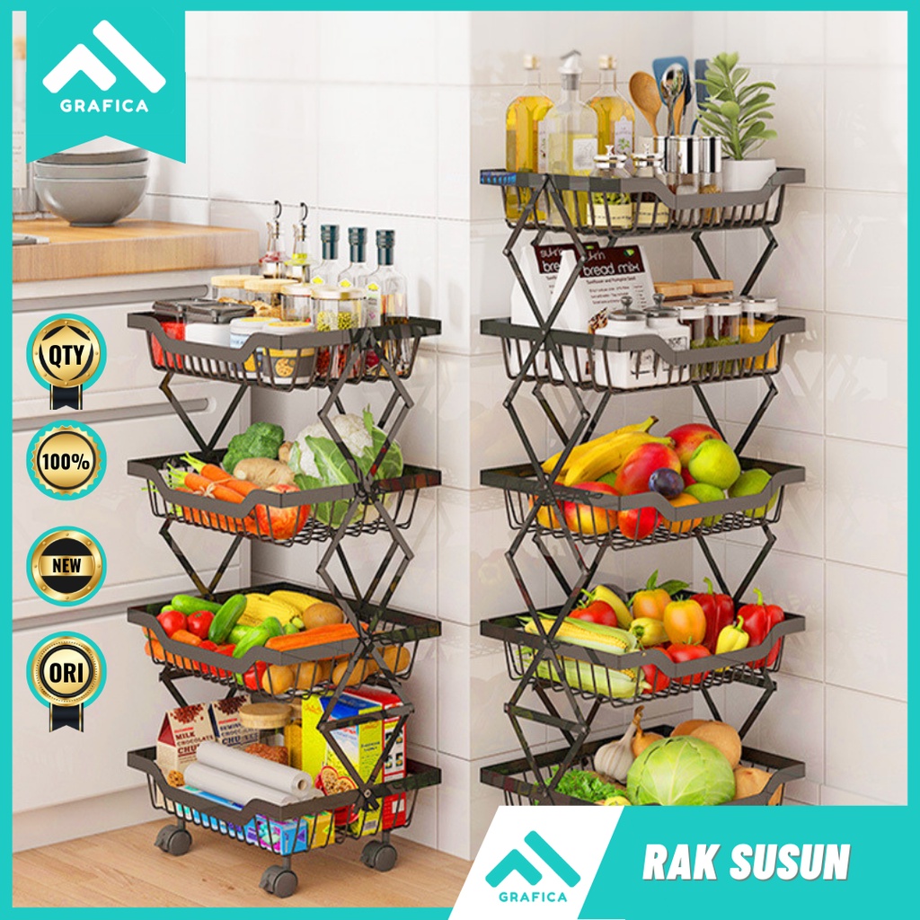 Jual Rak Tempat Penyimpanan Kitchen Rack Troli Multifungsi Bumbu