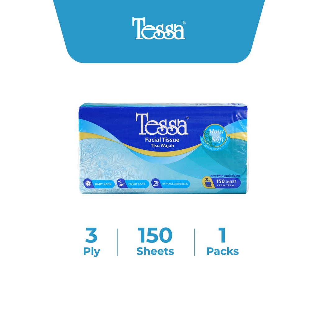 Jual Tessa Facial Tissue Moist Soft 150 Sheets X 3ply Shopee