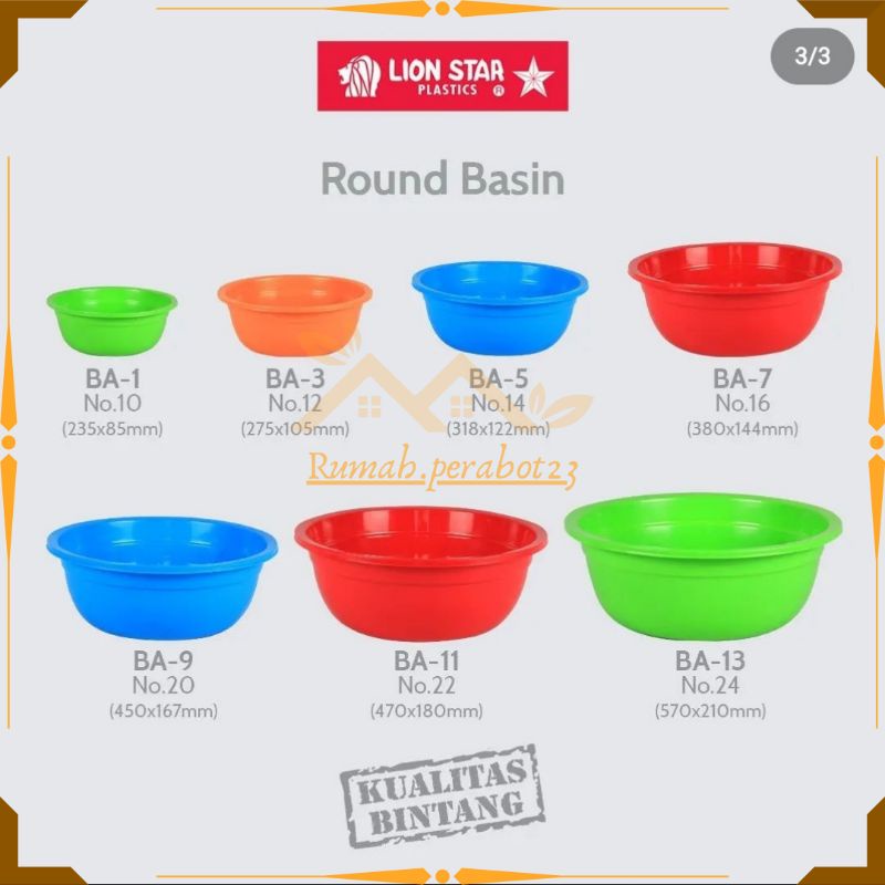 Jual LION STAR BASKOM PLASTIK NO 10 12 14 16 18 20 22 24 ROUND