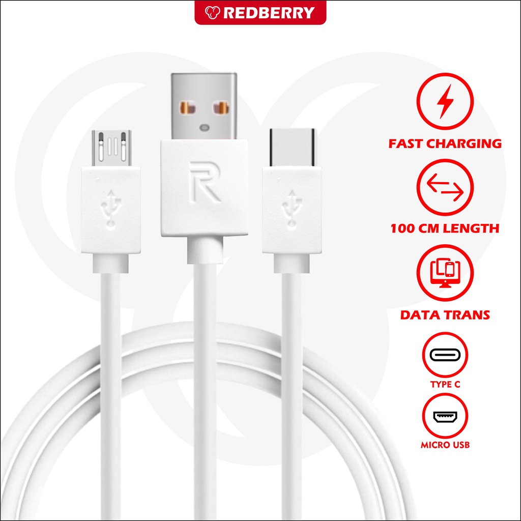 Jual Kabel Data Realme 8i Fast Charging Type C Micro USB 1 Meter Kabel